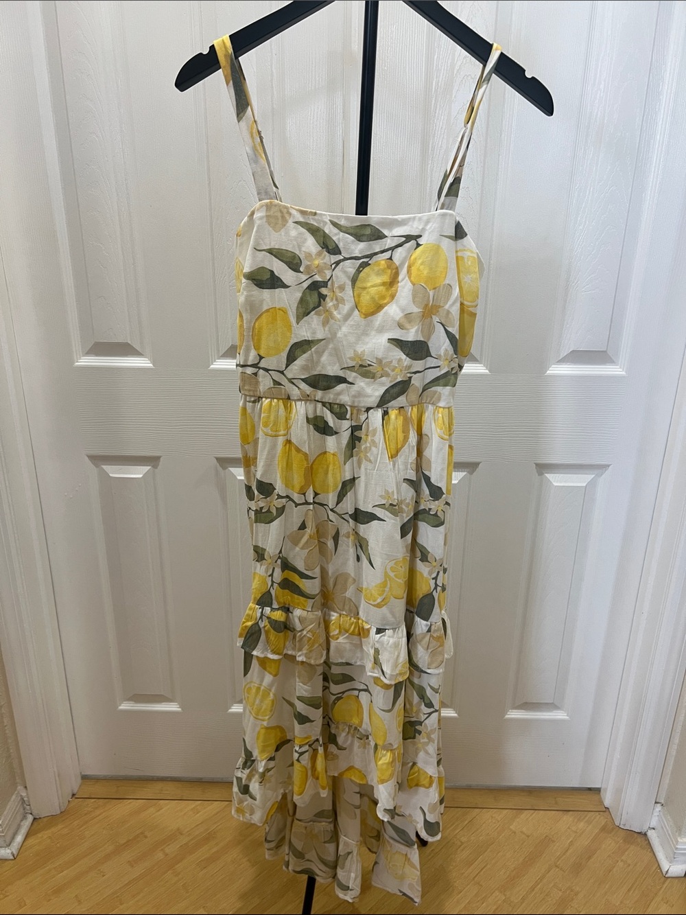 Trixxi Yellow Lemon Print Spaghetti-Strap Maxi Dress
